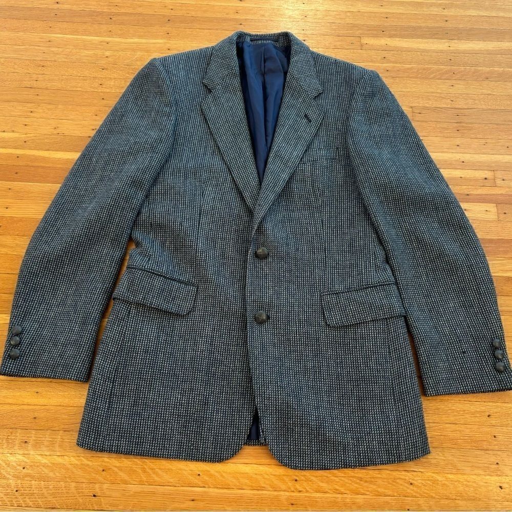 Witty Brothers Vintage Blue/White Plaid Tweed Blazer Suit Jacket